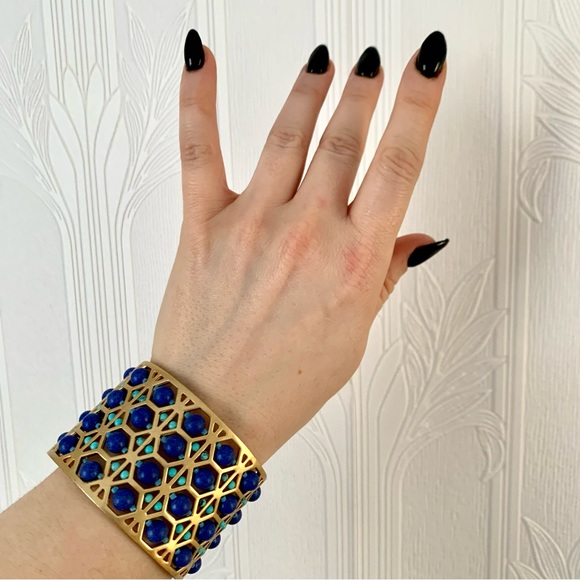 Abacus gold and blue beaded bracelet - Picture 2 of 6